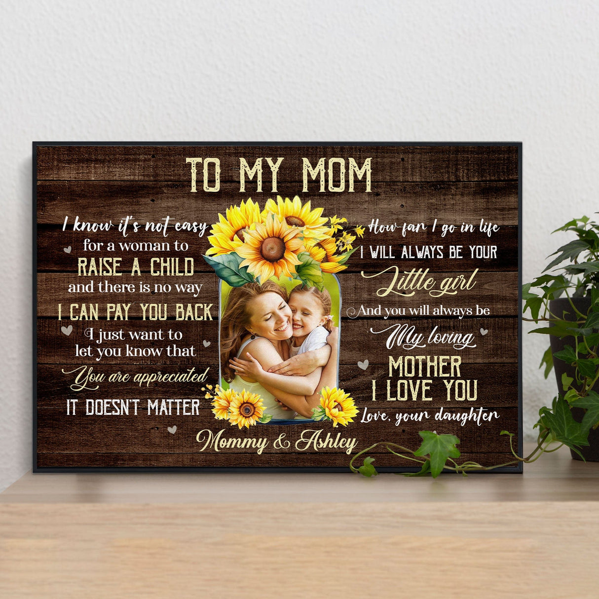 Posters, Prints, & Visual Artwork Personalized Mother's Day To My Mom - Custom Photo & Name Poster Canvas Print
