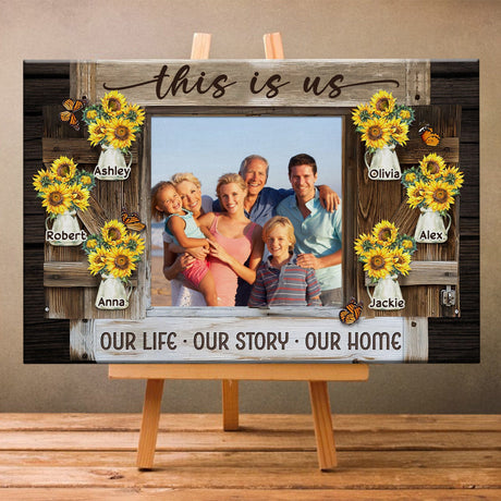 Posters, Prints, & Visual Artwork Personalized Family Sunflower - Custom Photo & Name Poster Canvas Print