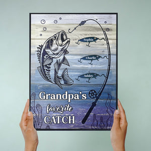 Posters, Prints, & Visual Artwork Personalized Father's Day Reel Cool Grandpa - Custom Name Poster Canvas Print