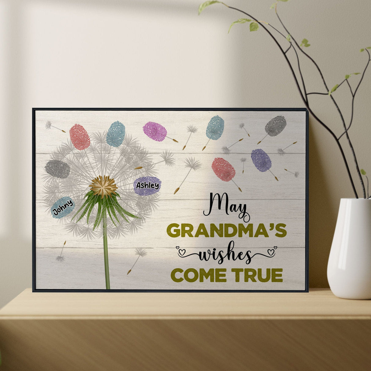 Posters, Prints, & Visual Artwork Personalized Mother's Day Grandma's Wishes - Custom Name Poster Canvas Print