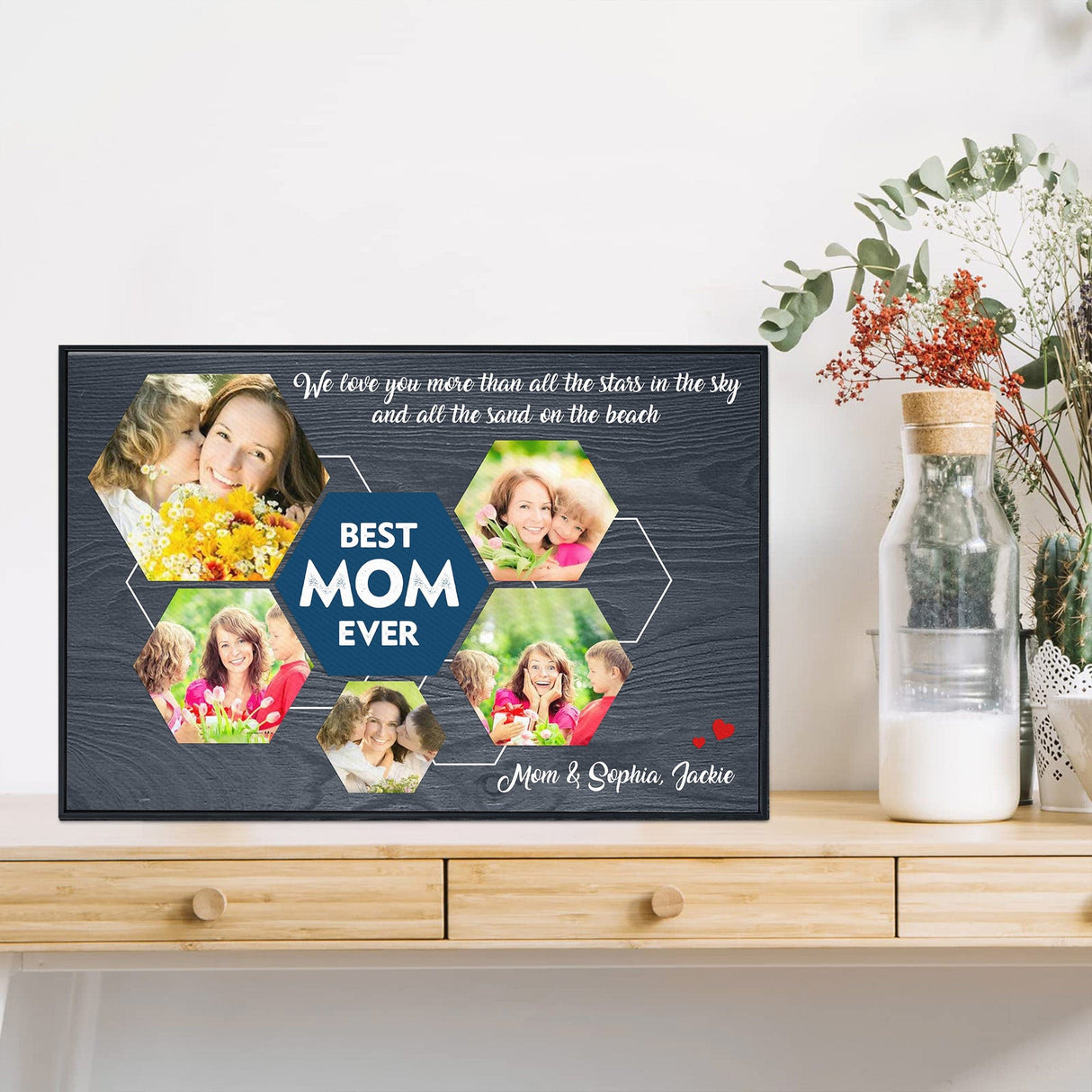 Posters, Prints, & Visual Artwork Personalized Mother's Day Best MOM Ever - Custom Photo & Name Poster Canvas Print