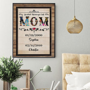 Posters, Prints, & Visual Artwork Personalized Mother's Day Blessing To Be Call MOM - Custom Name Poster Canvas Print