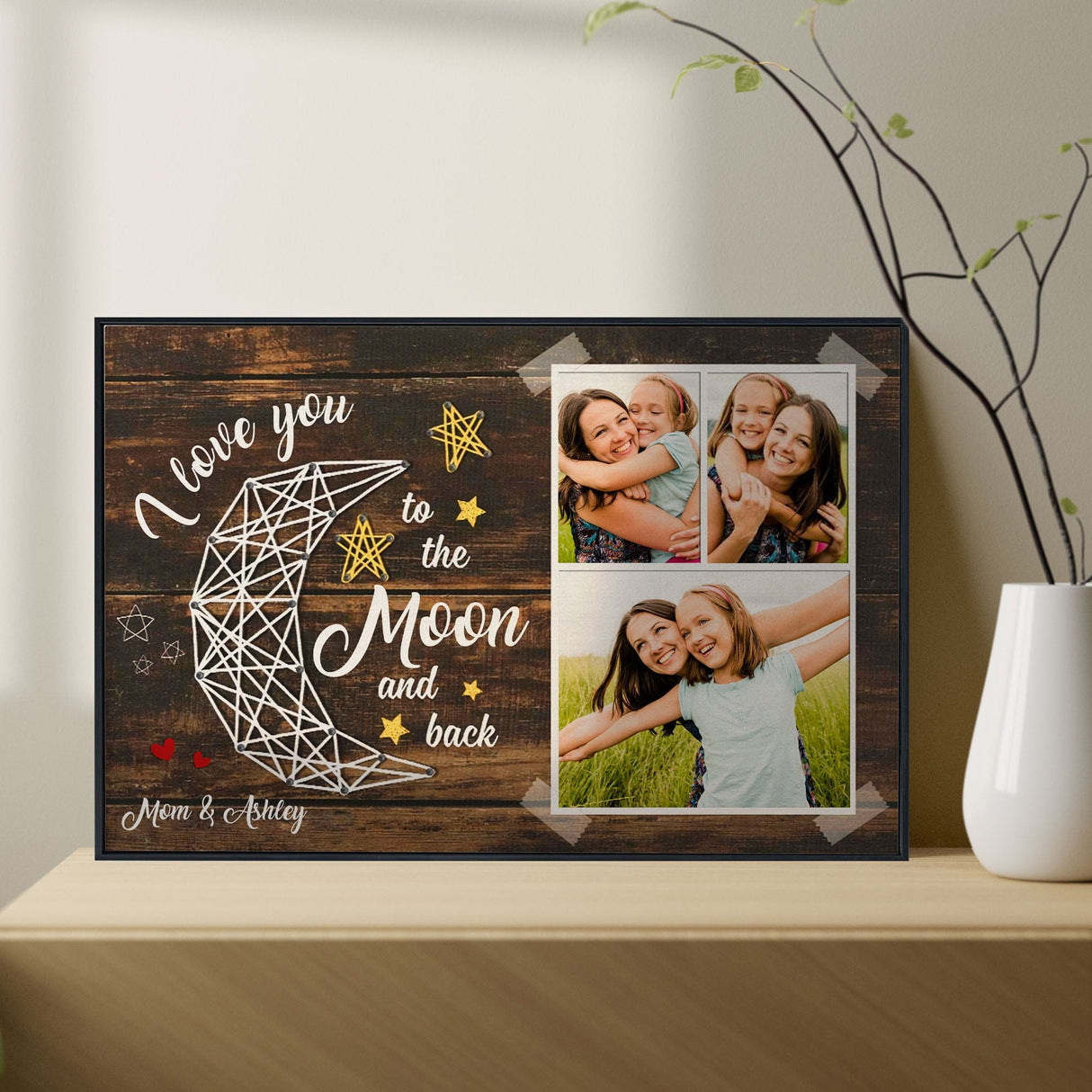 Posters, Prints, & Visual Artwork Personalized Mother's Day To The Moon And Back - Custom Photo & Name Poster Canvas Print