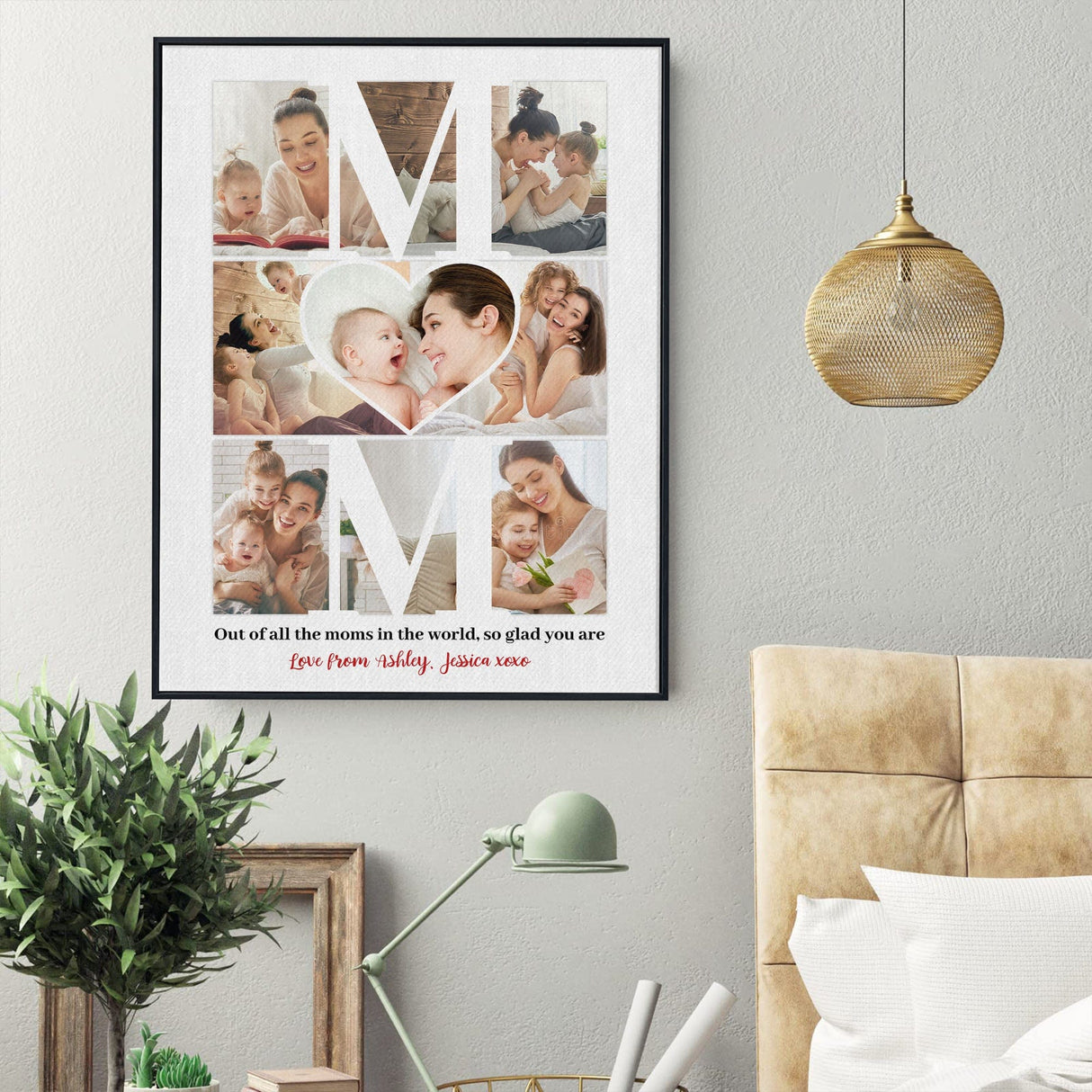 Posters, Prints, & Visual Artwork Personalized Mother's Day Mom Heart - Custom Photo & Name Poster Canvas Print