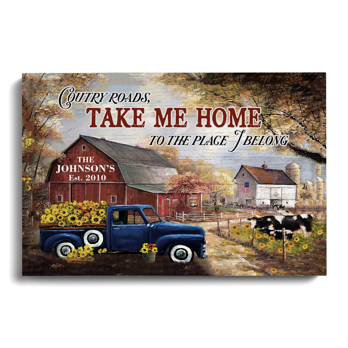 Posters, Prints, & Visual Artwork Personalized Home Decor Country Roads - Custom Name Poster Canvas Print