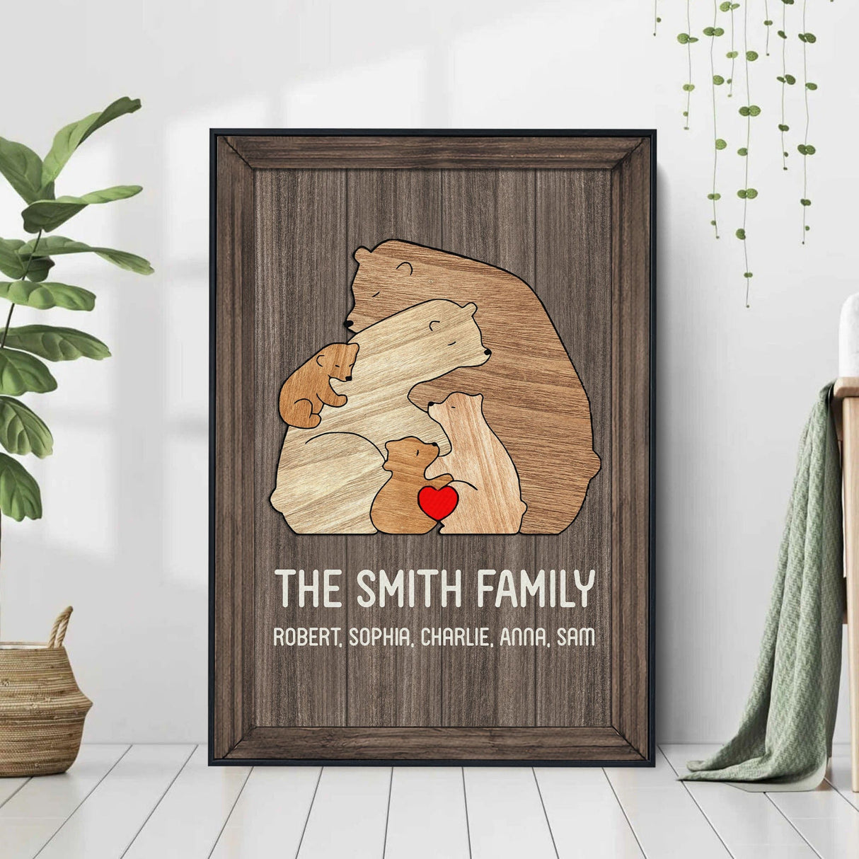 Posters, Prints, & Visual Artwork Personalized Puzzle Family Bear - Custom Name Poster Canvas Print