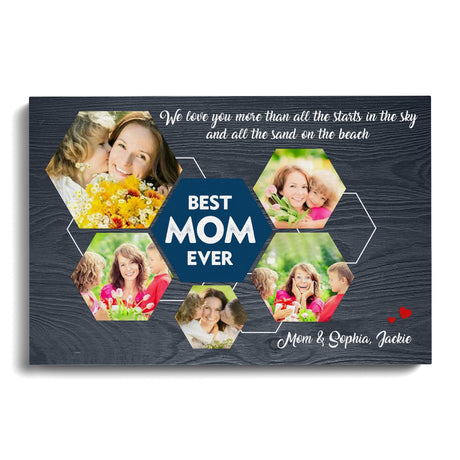 Posters, Prints, & Visual Artwork Personalized Mother's Day Best MOM Ever - Custom Photo & Name Poster Canvas Print