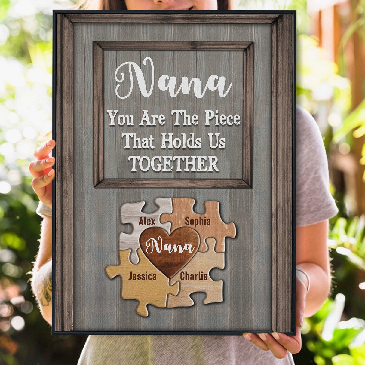 Posters, Prints, & Visual Artwork Personalized Mother's Day Family Puzzle - Custom Name Poster Canvas Print
