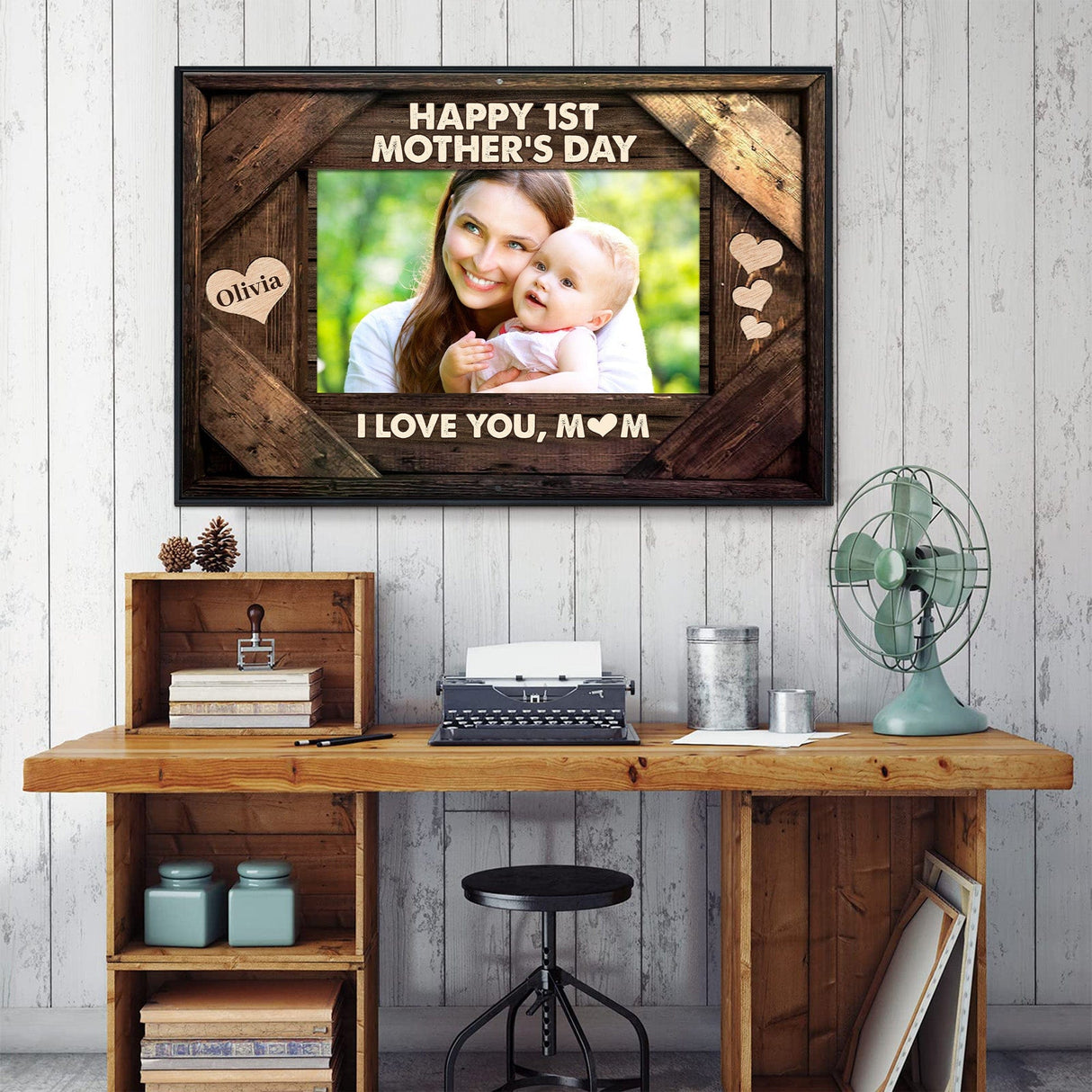 Posters, Prints, & Visual Artwork Personalized Happy 1st Mother's Day - Custom Photo & Name Poster Canvas Print