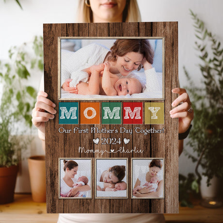 Posters, Prints, & Visual Artwork Personalized First Mother's Day Together - Custom Photo & Name Poster Canvas Print