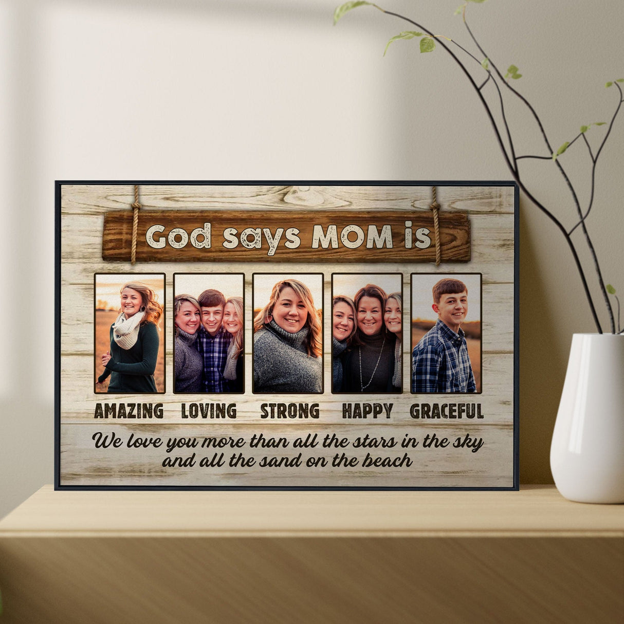 Posters, Prints, & Visual Artwork Personalized Mother's Day God Says MOM - Custom Photo & Name Poster Canvas Print
