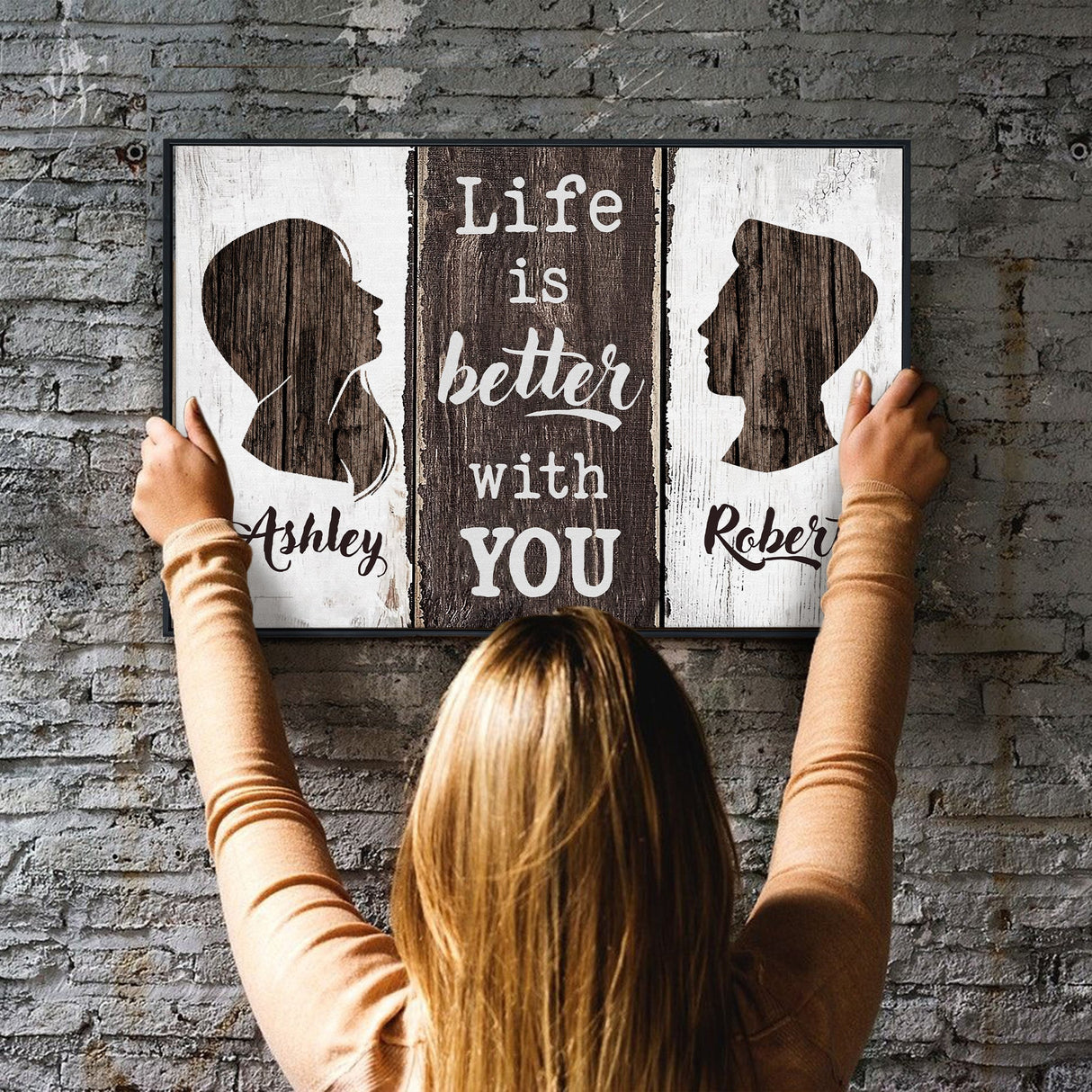 Posters, Prints, & Visual Artwork Personalized Couple Life Is Better With You - Custom Name Poster Canvas Print