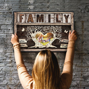 Posters, Prints, & Visual Artwork Personalized Family Farmhouse - Custom Photo & Name Poster Canvas Print