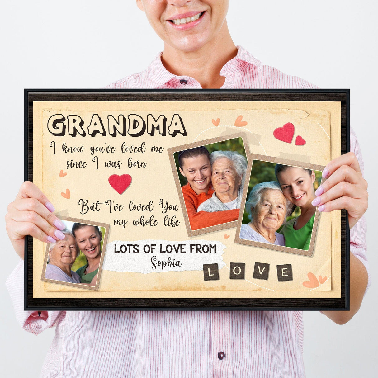 Posters, Prints, & Visual Artwork Personalized Mother's Day Love Grandma - Custom Photo & Name Poster Canvas Print