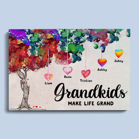 Posters, Prints, & Visual Artwork Personalized Mother's Day Grandkids Make Life Grand - Custom Name Poster Canvas Print