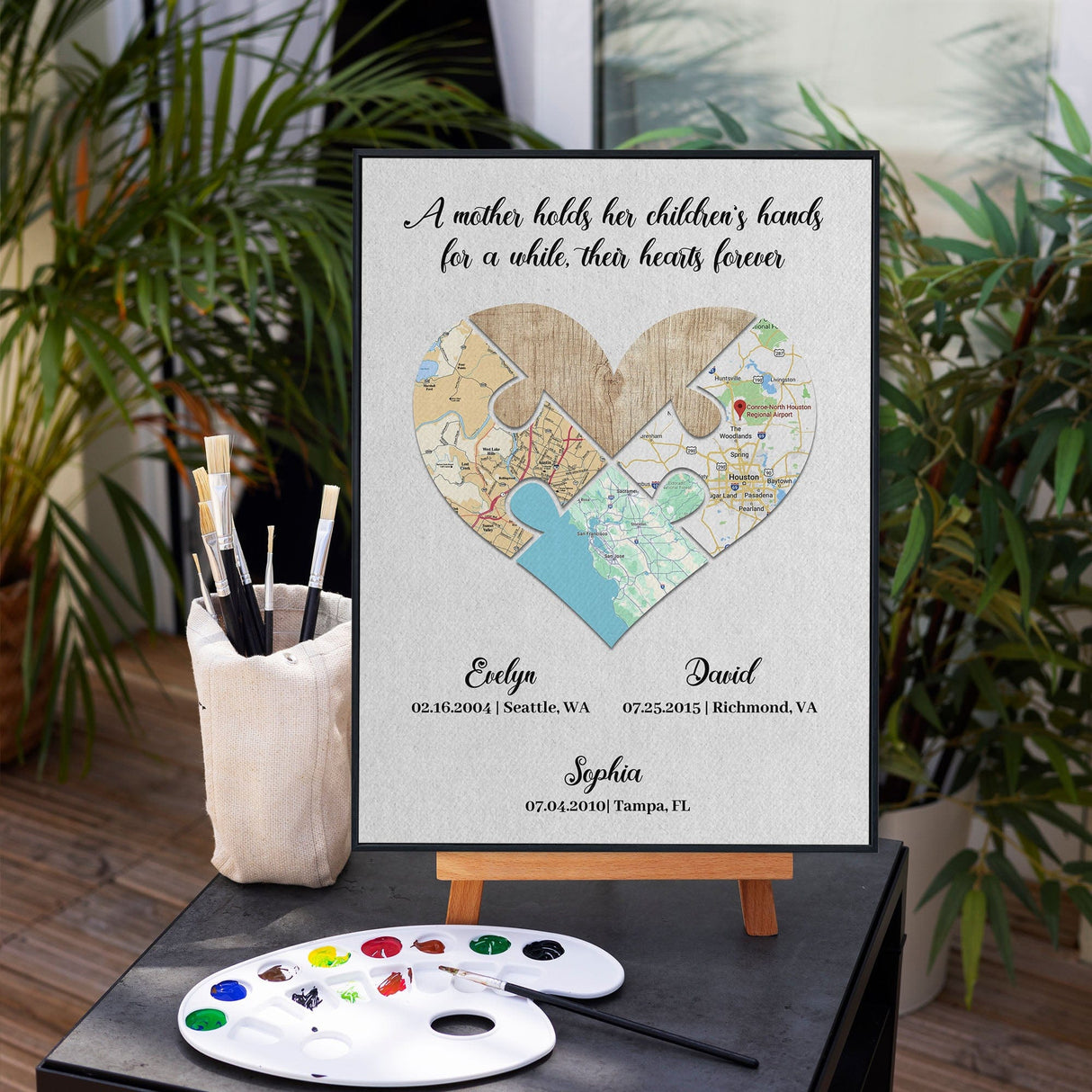Posters, Prints, & Visual Artwork Personalized Mother's Day Map Location - Custom Name Poster Canvas Print