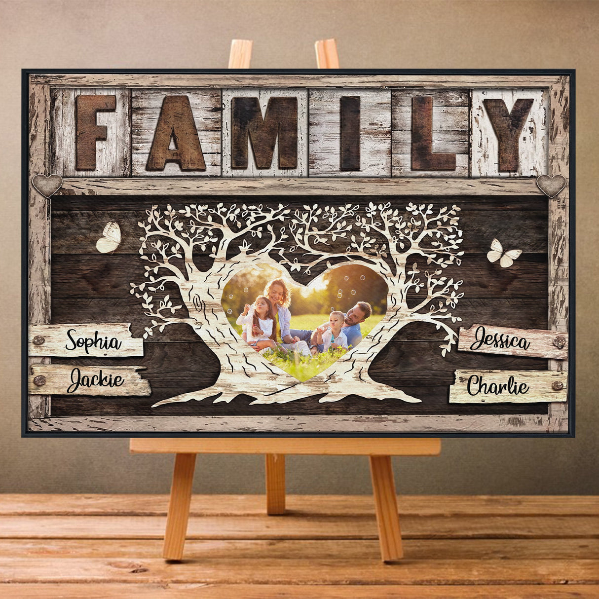 Posters, Prints, & Visual Artwork Personalized Family Farmhouse - Custom Photo & Name Poster Canvas Print
