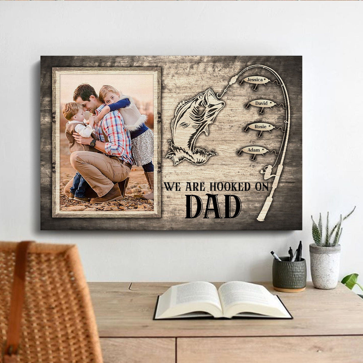 Posters, Prints, & Visual Artwork Personalized Father's Day Reel Cool DAD - Custom Photo & Name Poster Canvas Print