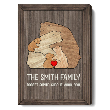 Posters, Prints, & Visual Artwork Personalized Puzzle Family Bear - Custom Name Poster Canvas Print