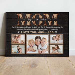 Posters, Prints, & Visual Artwork Personalized Mother's Day I Love You MOM - Custom Photo & Name Poster Canvas Print