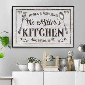 Posters, Prints, & Visual Artwork Personalized Home Decor Meals Memories KITCHEN - Custom Name Poster Canvas Print