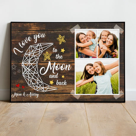 Posters, Prints, & Visual Artwork Personalized Mother's Day To The Moon And Back - Custom Photo & Name Poster Canvas Print