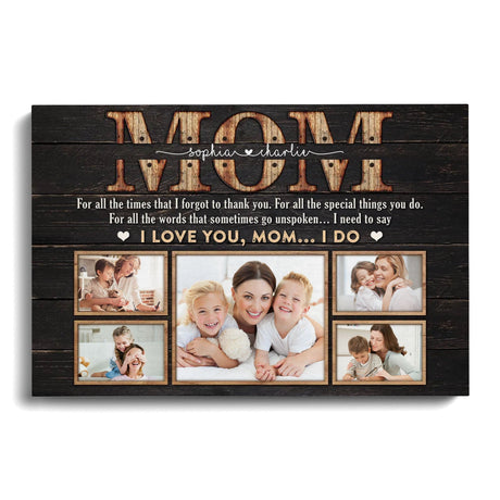 Posters, Prints, & Visual Artwork Personalized Mother's Day I Love You MOM - Custom Photo & Name Poster Canvas Print