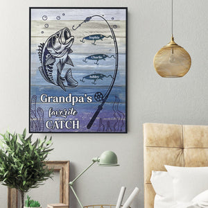 Posters, Prints, & Visual Artwork Personalized Father's Day Reel Cool Grandpa - Custom Name Poster Canvas Print