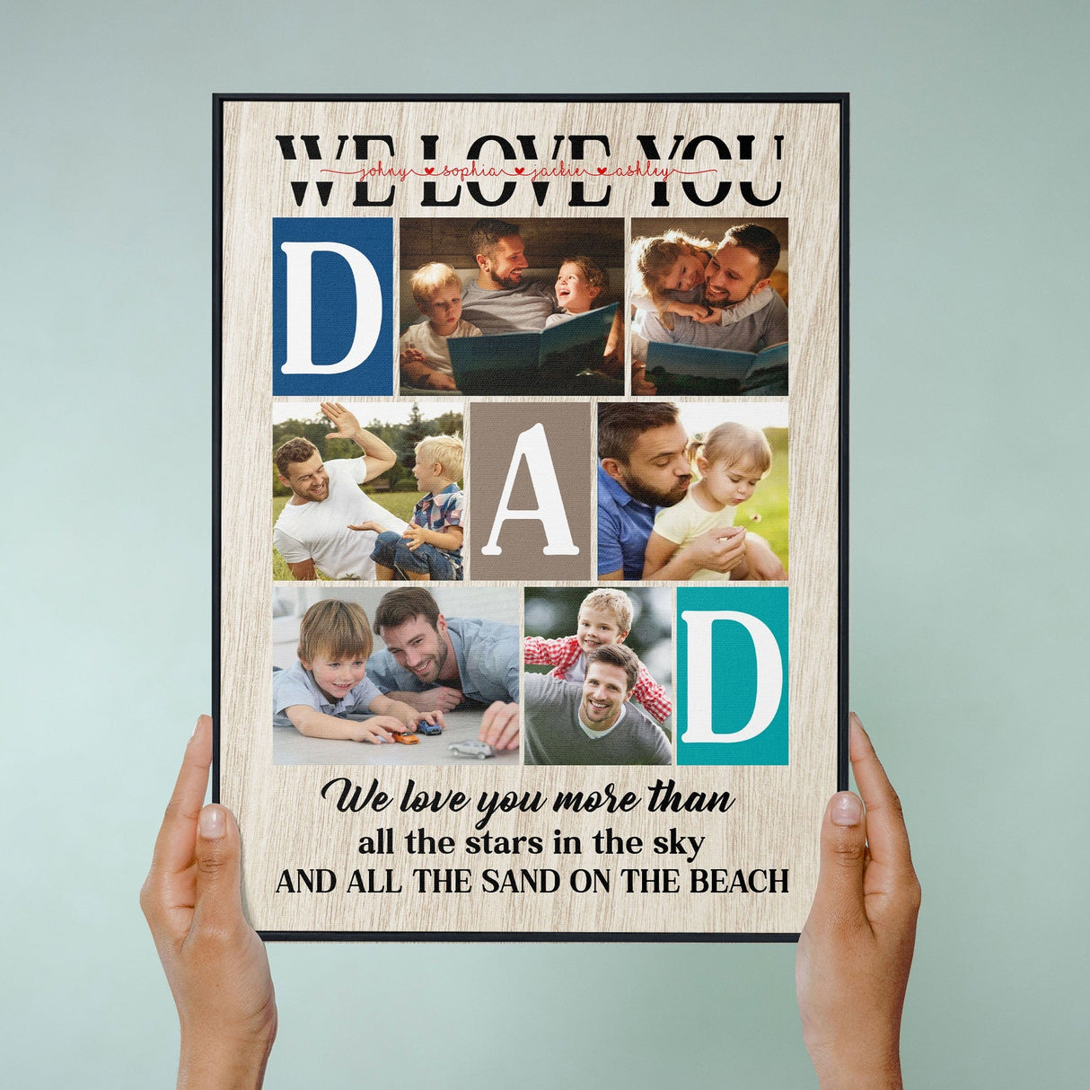 Posters, Prints, & Visual Artwork Personalized Father's Day DAD We Love You - Custom Photo & Name Poster Canvas Print