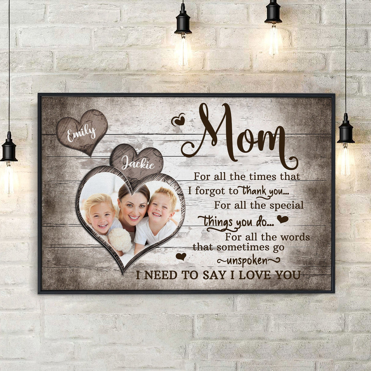 Posters, Prints, & Visual Artwork Personalized Mother's Day I Love You Mom - Custom Photo & Name Poster Canvas Print