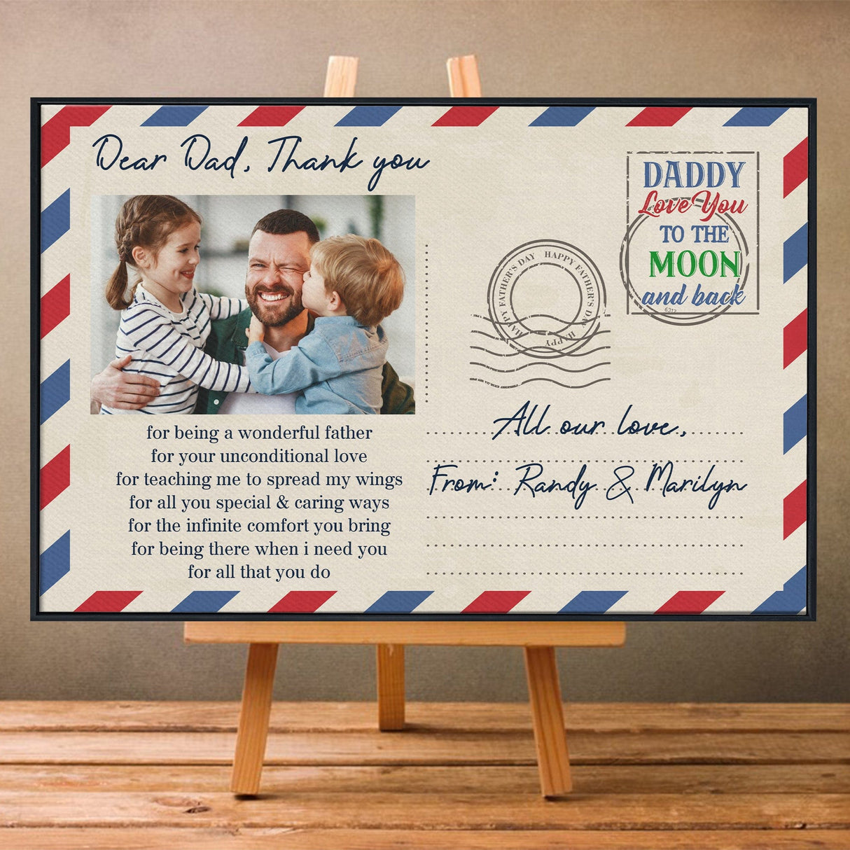 Posters, Prints, & Visual Artwork Personalized  Father's Day Dear Dad Thank You - Custom Photo & Name Poster Canvas Print