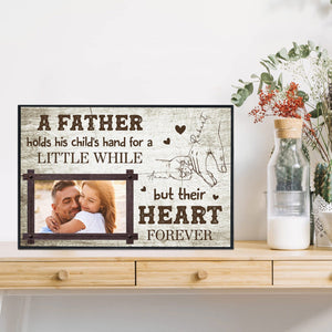 Posters, Prints, & Visual Artwork Personalized  Fathers Day Father Holds Child's Hand - Custom Photo & Name Poster Canvas Print