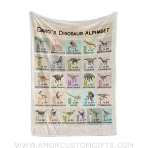 Blanket Personalized Name Dinosaur Alphabet Boy Girl Blanket, Baby Boy Girl Fleece Blankets, Gift For Baby Girl Boy