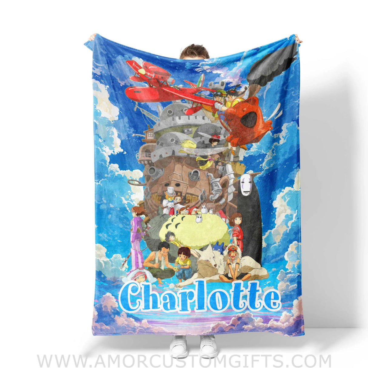 Blanket Personalized Name Ghibli Characters Collection Boy Girl Blanket, Baby Boy Girl Fleece Blankets, Gift For Baby Girl Boy