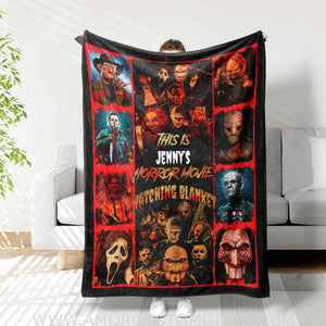 Blankets Personalized Name My Horror Movie Halloween Blanket | Custom Name Horror Movie Watch Blanket, Christmas Gift