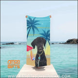 Towels Personalized Name & Photo Summer Pet On Beach Towel