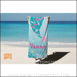 Towels Personalized Name Towel Kids Beach Towel, Mermaid Tail Aqua Towels
