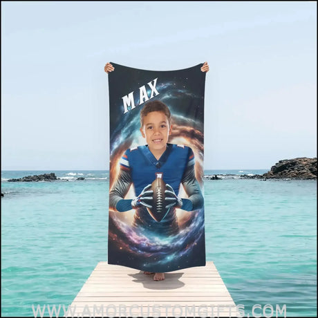 Towels Personalized NCAA Florida Football Boy Gators Photo Beach Towel | Customized Name & Face Boy Towel