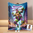 Blankets Personalized Ninja Boy Photo Blanket | Custom Face & Name Mutant Turtle Purple Bandana Blanket