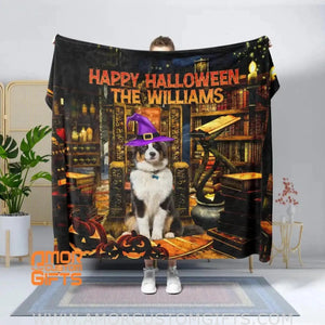 Blankets Personalized Pet Library Halloween Blanket | Custom Pet Body & Name Blanket