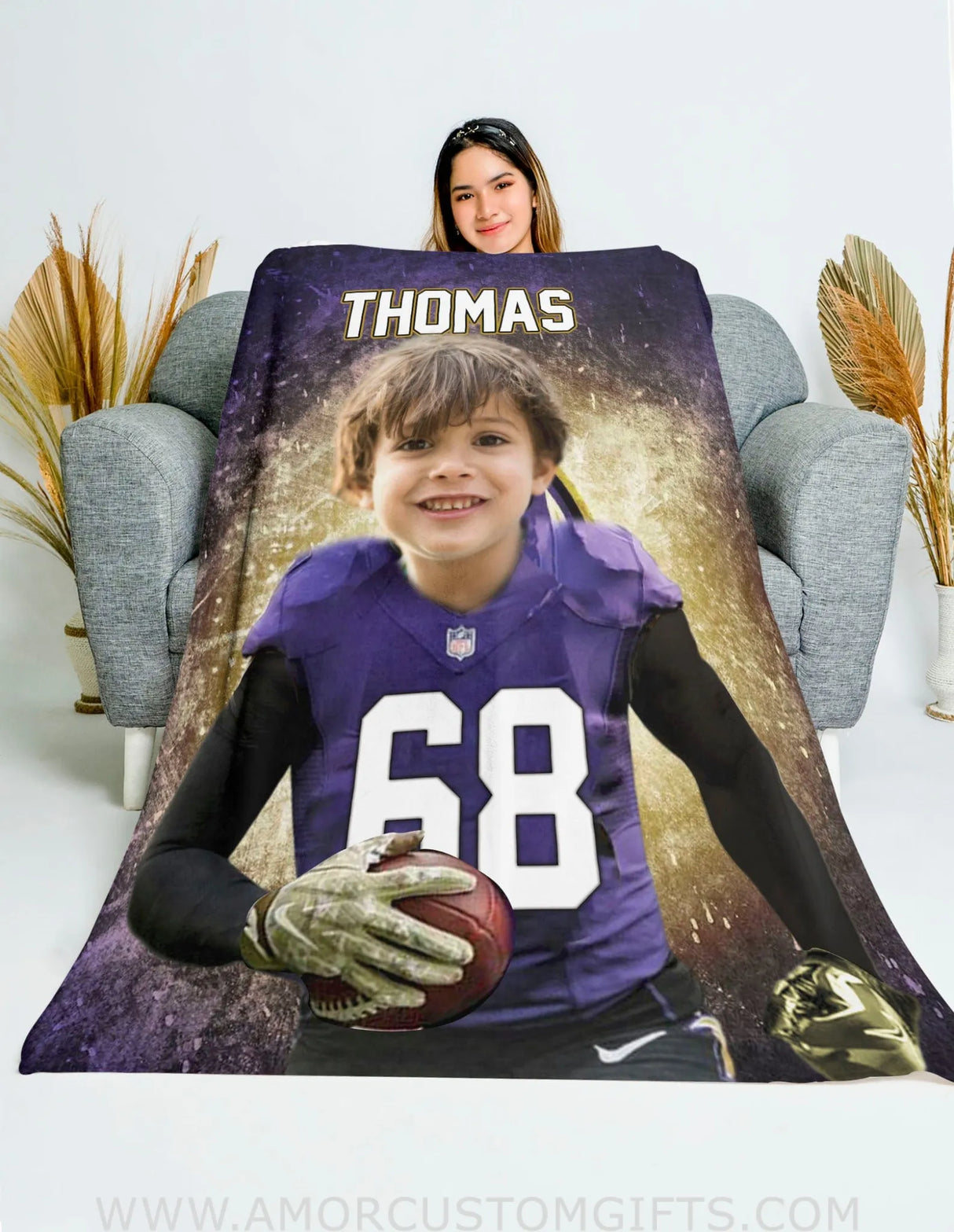Blankets Personalized Ravens Football Boy Blanket | Custom Football Boys Blanket