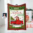 Blankets Personalized Santa Red Truck Xmas Blanket | Custom Face & Name Christmas Blanket For Boys