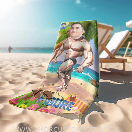 Towels Personalized Summer Body Builder Boy Beach Towel