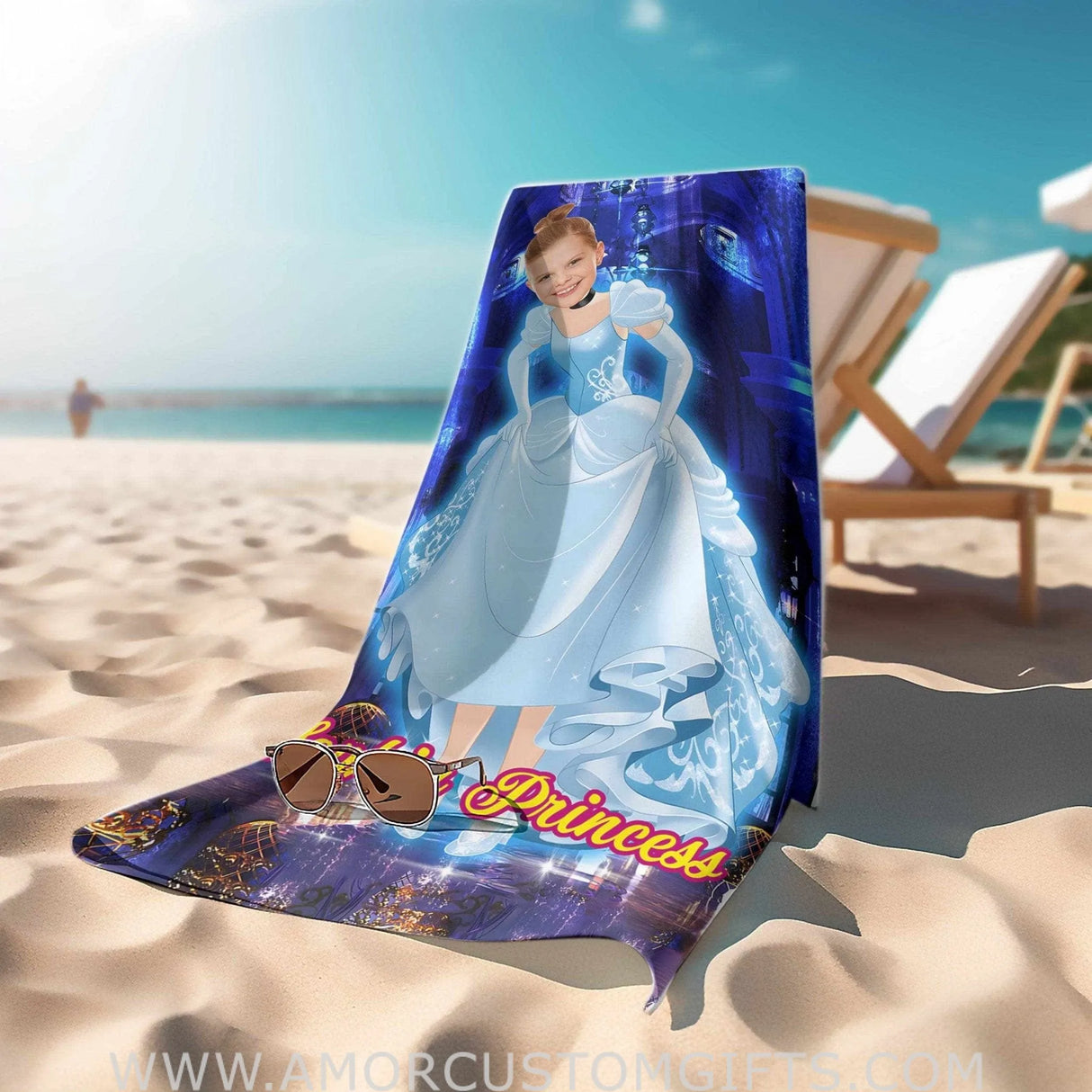 Towels Personalized Summer Fairy Tales Cinderella Princess Beach Towel