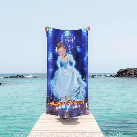 Towels Personalized Summer Fairy Tales Cinderella Princess Beach Towel