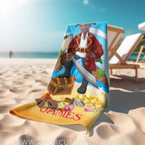 Towels Personalized Summer Pirate Character 2 On Beach Towel