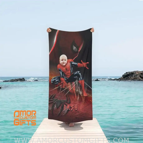 Towels Personalized Summer Superhero Spider Boy Beach Towel