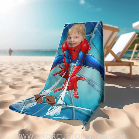 Towels Personalized Summer Superhero Spider Boy Spins Silk Beach Towel