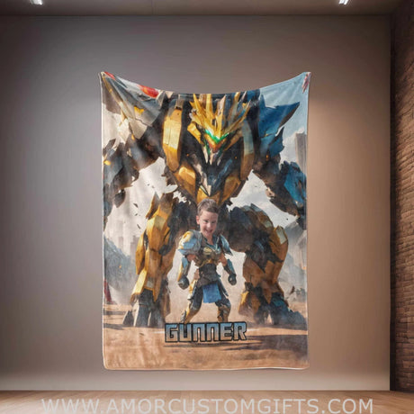 Blankets Personalized Superhero Transform Autobot Dino Robot Blanket | Custom Superhero Boy Blanket