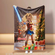 Blankets Personalized Superhero Wonder Girl Xmas Blanket | Custom Face & Name Superhero Girl Blanket